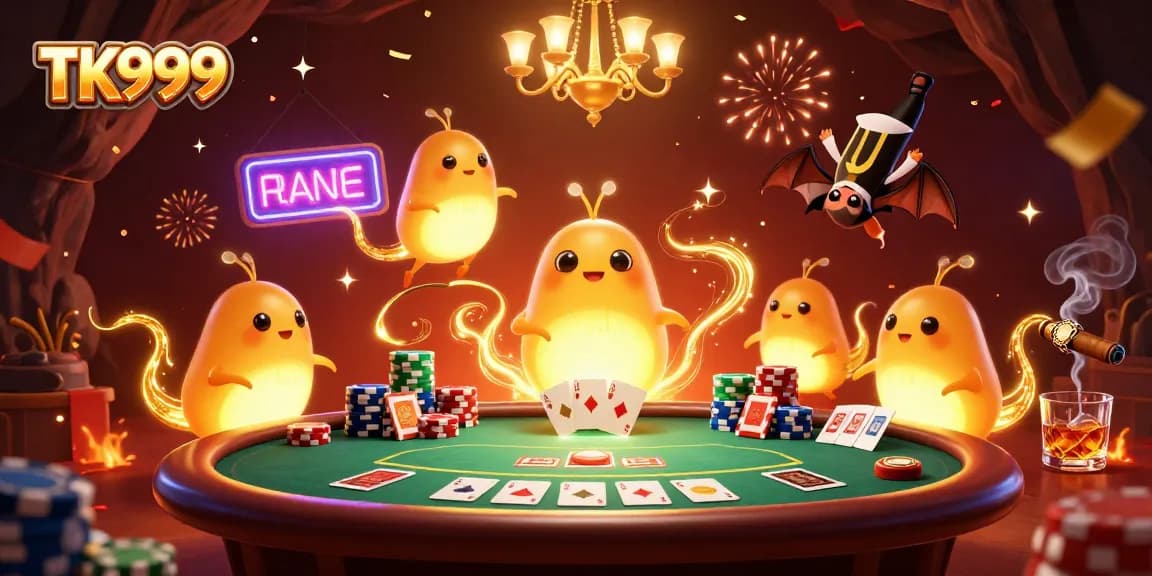 Experience TK999 excitement with glowworms lighting a vibrant cave casino scene.
