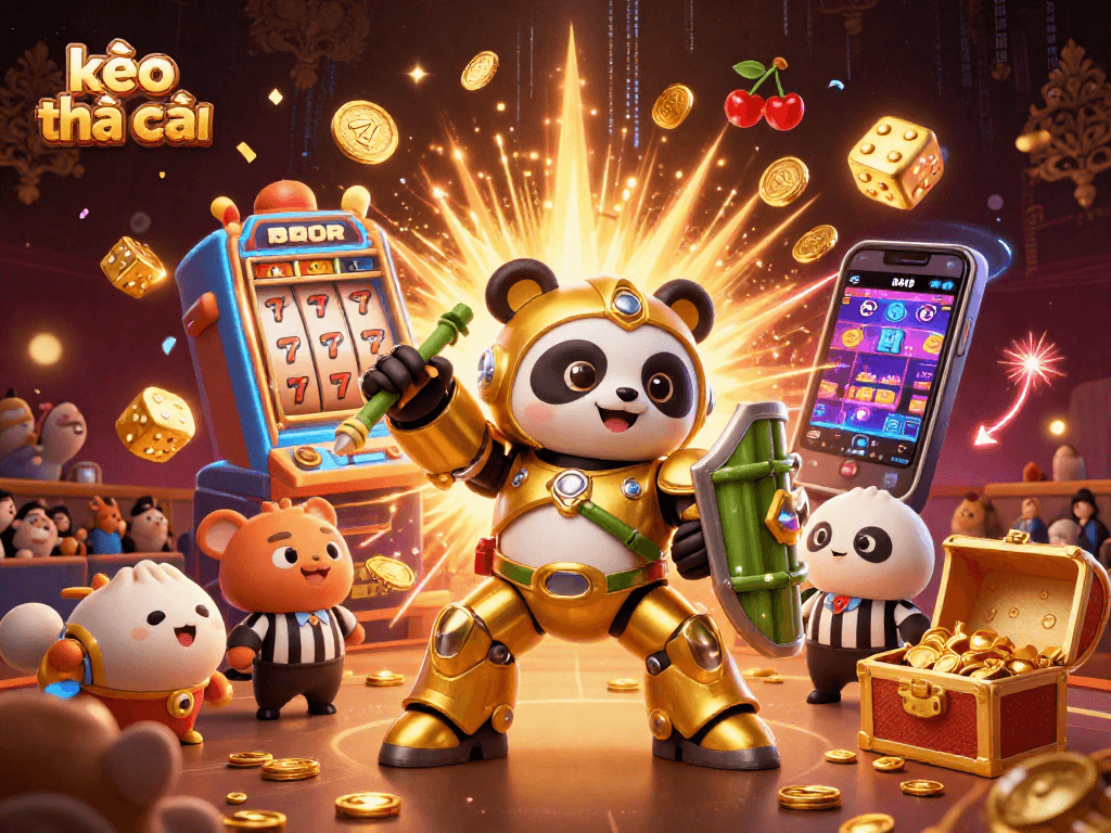 Engage with kèo nhà cái as the golden panda battles in a vibrant 3D casino arena packed with action.