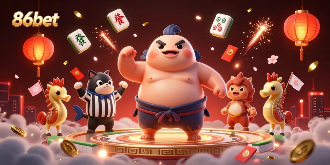 Experience thrilling gameplay at 86bet with a vibrant underwater casino scene featuring a blowfish in a sumo belt.