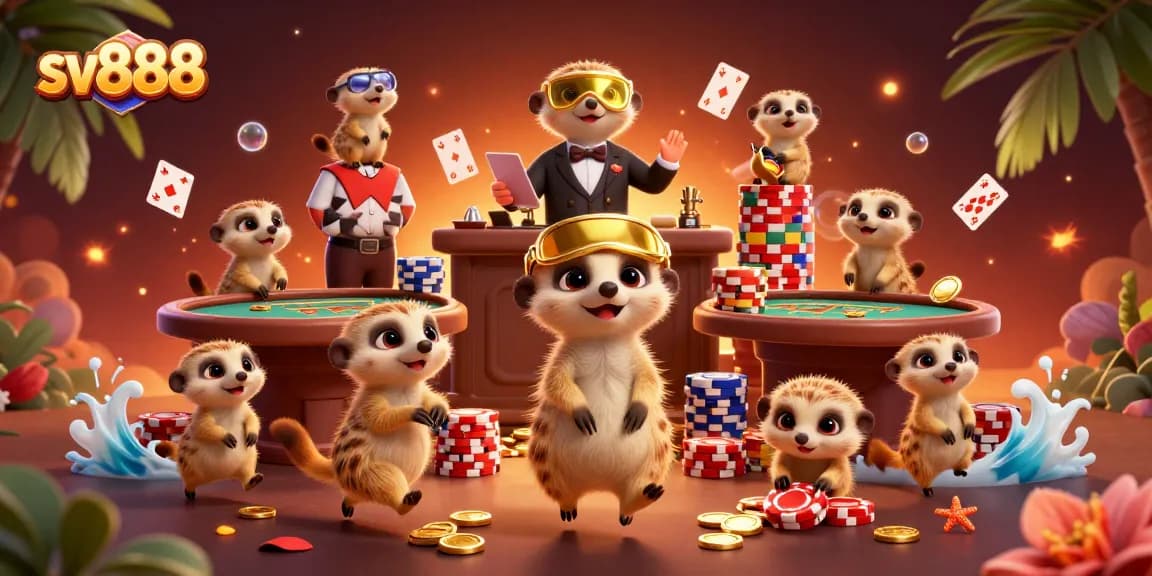 Experience thrilling wins at sv888 as meerkats hustle in a vibrant casino scene filled with games and excitement.