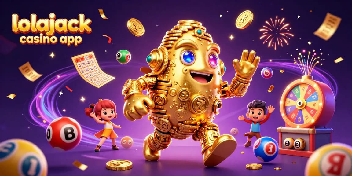 Experience the thrill of games with the lolajack casino app illustrated in a vibrant 3D scene filled with excitement.