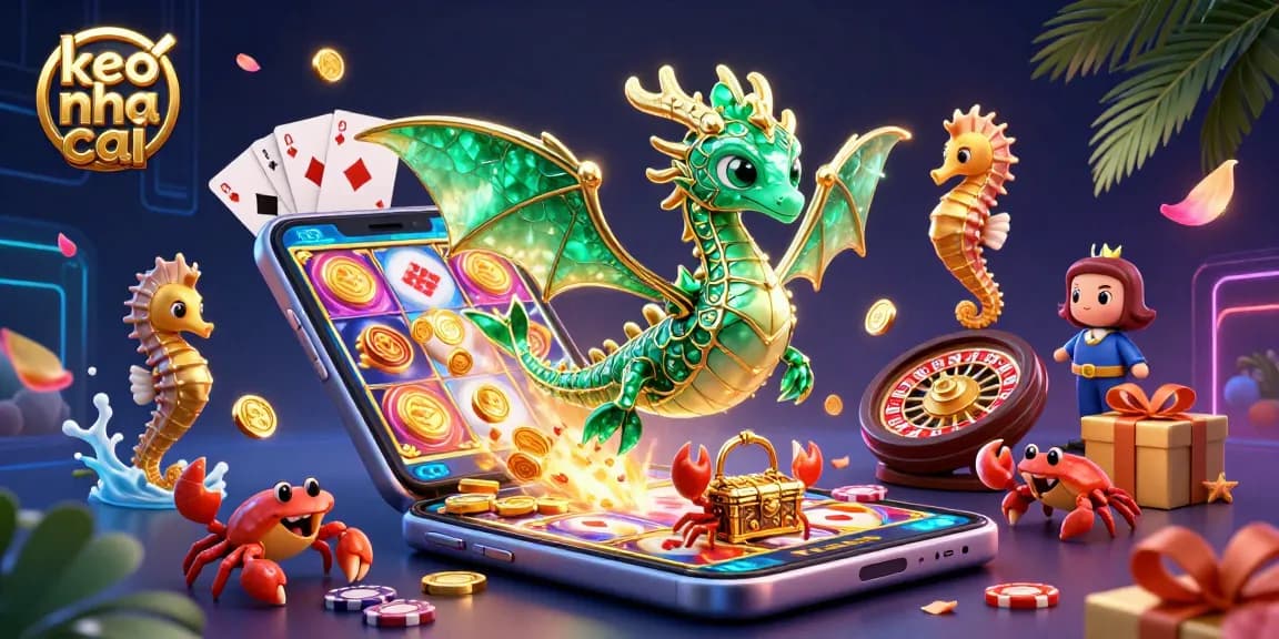 Engage with keo nha cai through vibrant 3D dragon-themed online casino illustration.