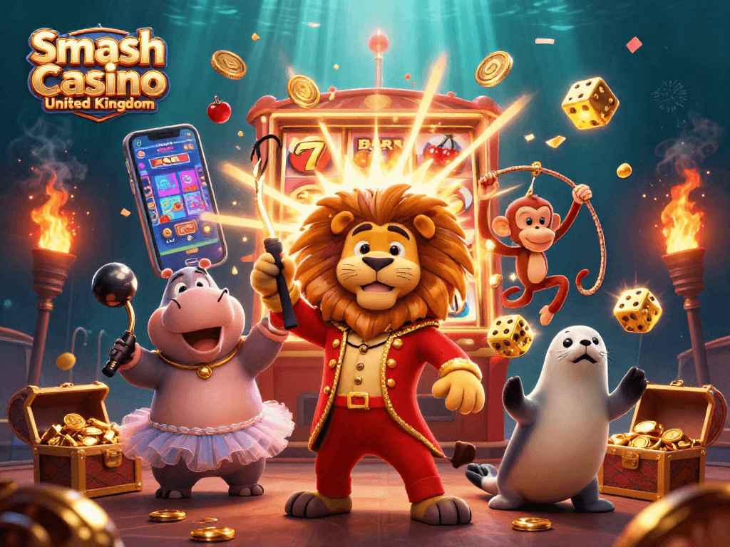 Experience the excitement of Smash Casino United Kingdom with vibrant characters and dynamic games.