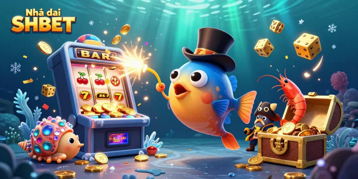 Engage in thrilling action at Nhà cái SHBET with cartoon characters and dynamic casino elements.