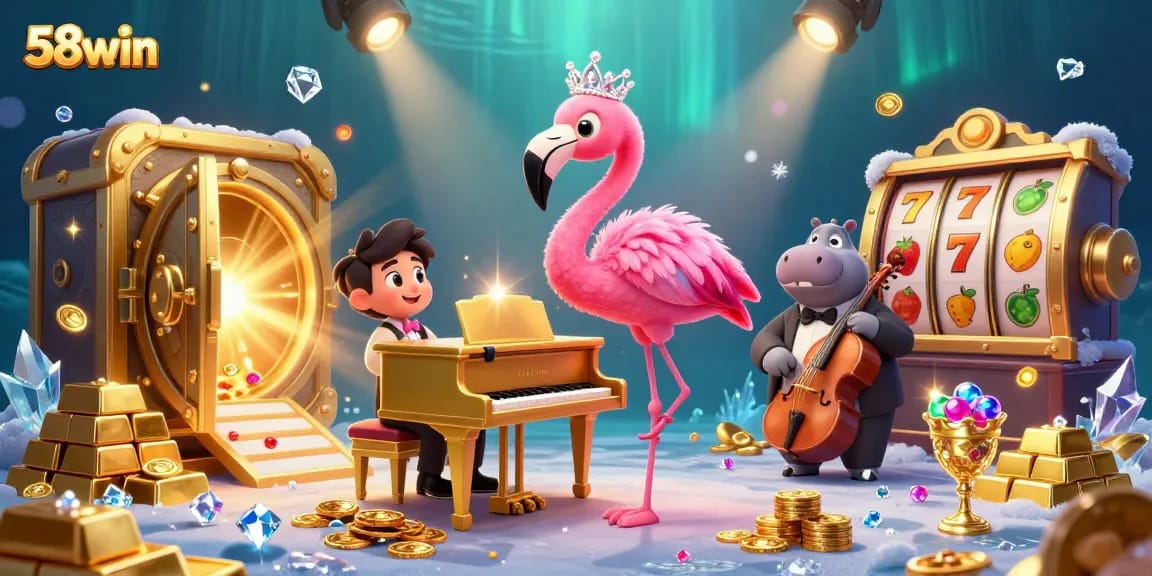 Experience an exciting moment at 58win casino with vibrant characters and treasure elements highlighting thrilling gameplay.