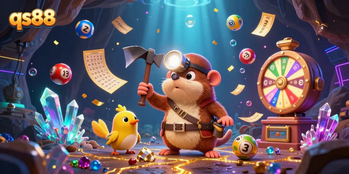 Engage with qs88's thrilling casino experience through a vibrant treasure hunting scene illustrated in detailed 3D.