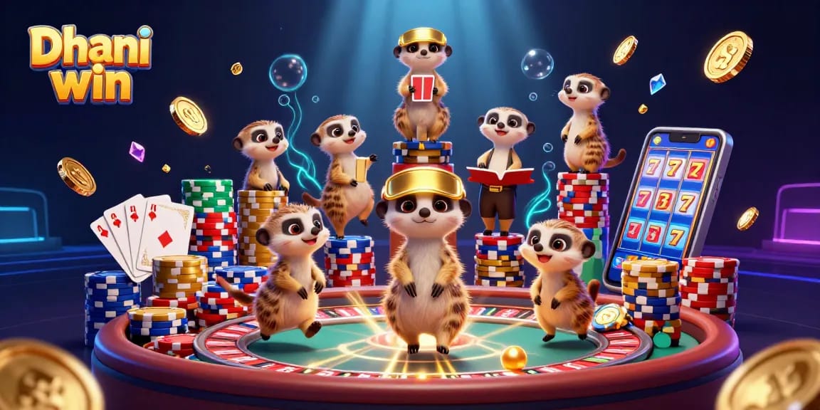 Dhani win offers thrilling gameplay with an animated meerkat casino scene and exciting game elements.