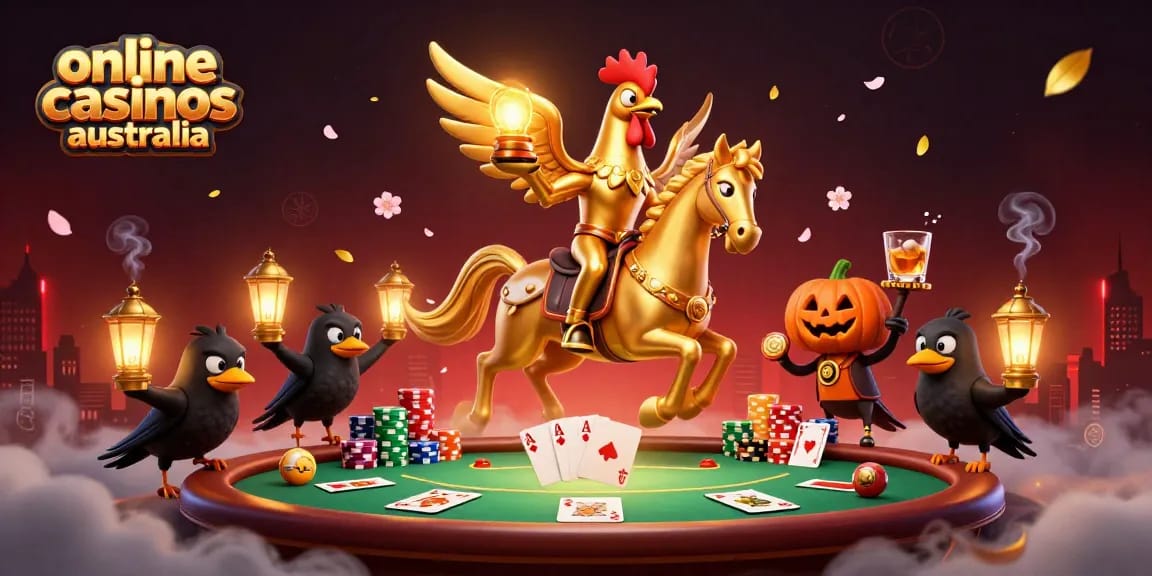 Explore vibrant online casinos Australia with dynamic visuals featuring poker gaming elements.