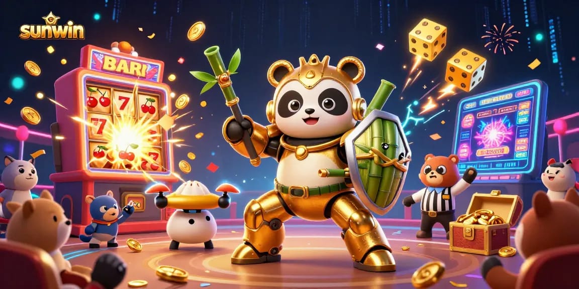 Engaging gameplay experience awaits at sunwin with vibrant 3D visuals of characters and casino elements.