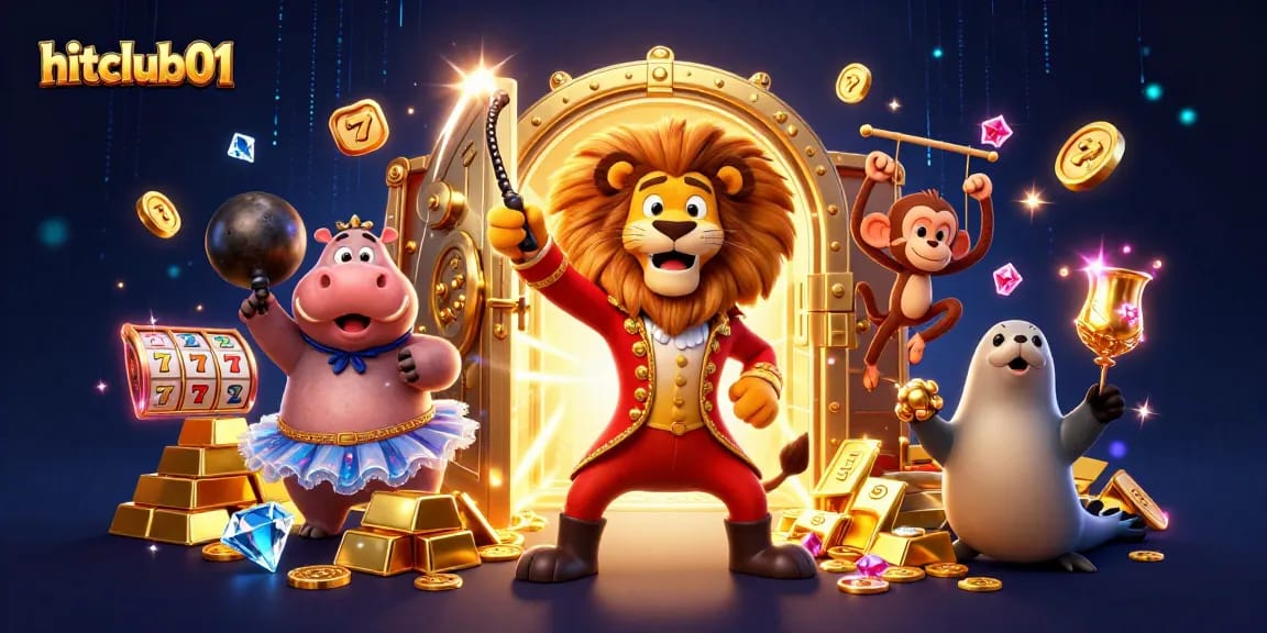 Experience the thrill of hitclub01 with vibrant casino characters and sparkling treasures in a magical scene.
