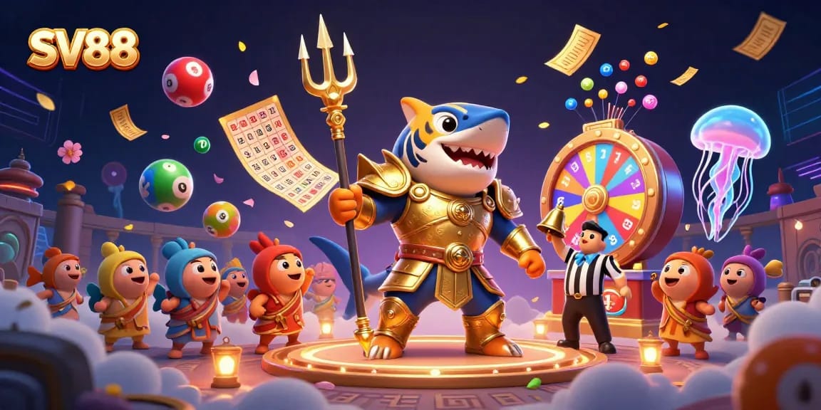Engage with SV88 in an underwater casino adventure featuring vibrant lottery elements.