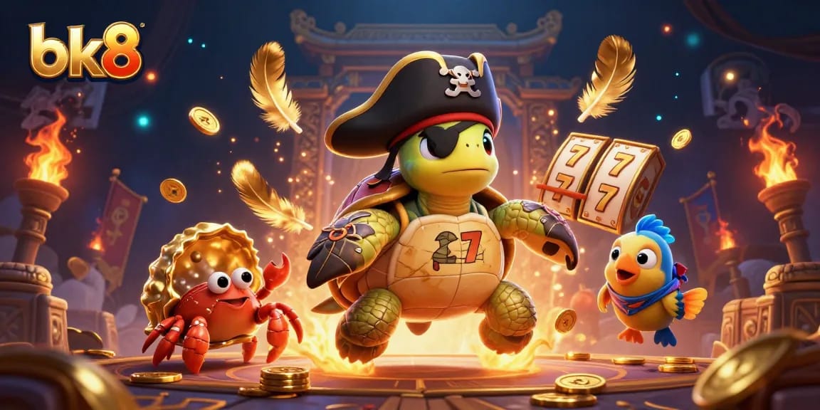 Experience thrilling gameplay and vibrant excitement with bk8's dynamic casino illustration featuring pirate characters.