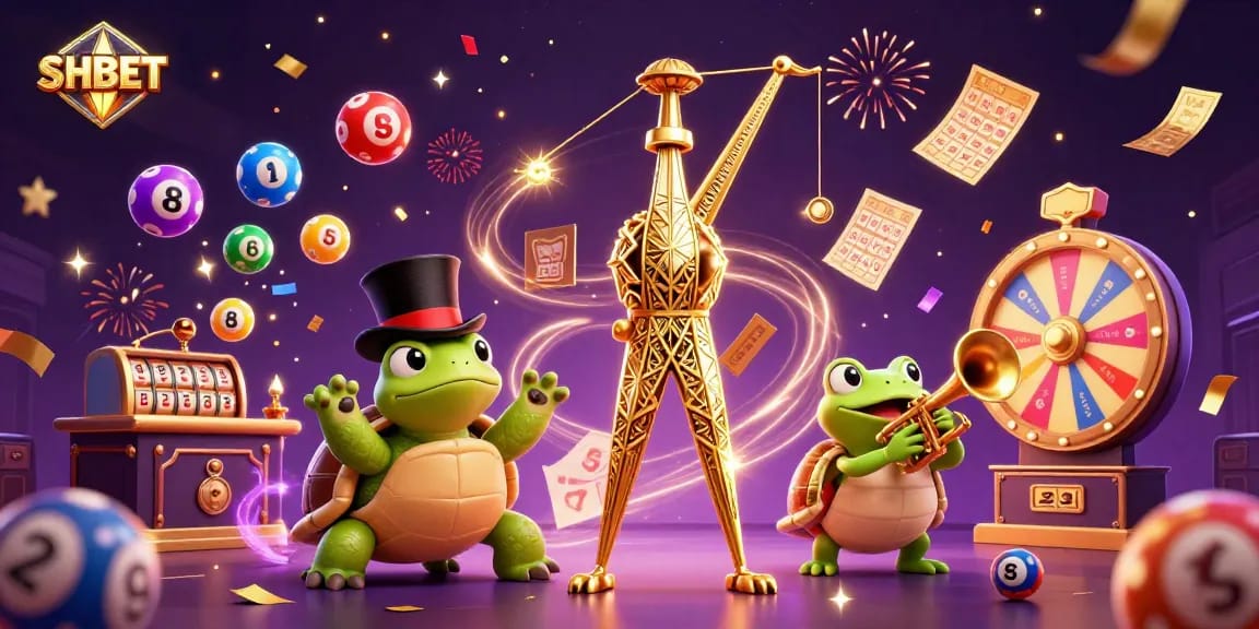 Engage with SHBET's thrilling gaming experience amidst vibrant 3D characters at an exciting online casino.