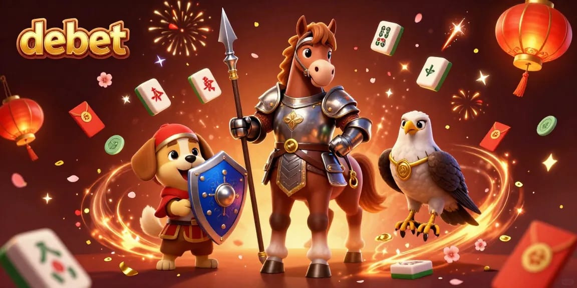 Experience debet thrills with a knight, squire, and falcon amidst a festive casino backdrop.