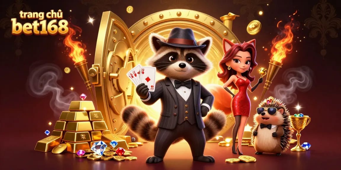 Experience winning at trang chủ bet168 with a suave raccoon and glamorous fox amid treasure.