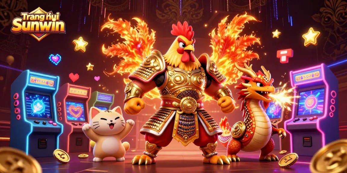 Experience excitement at Trang chủ Sunwin with a vibrant 3D cartoon scene of gaming warriors!