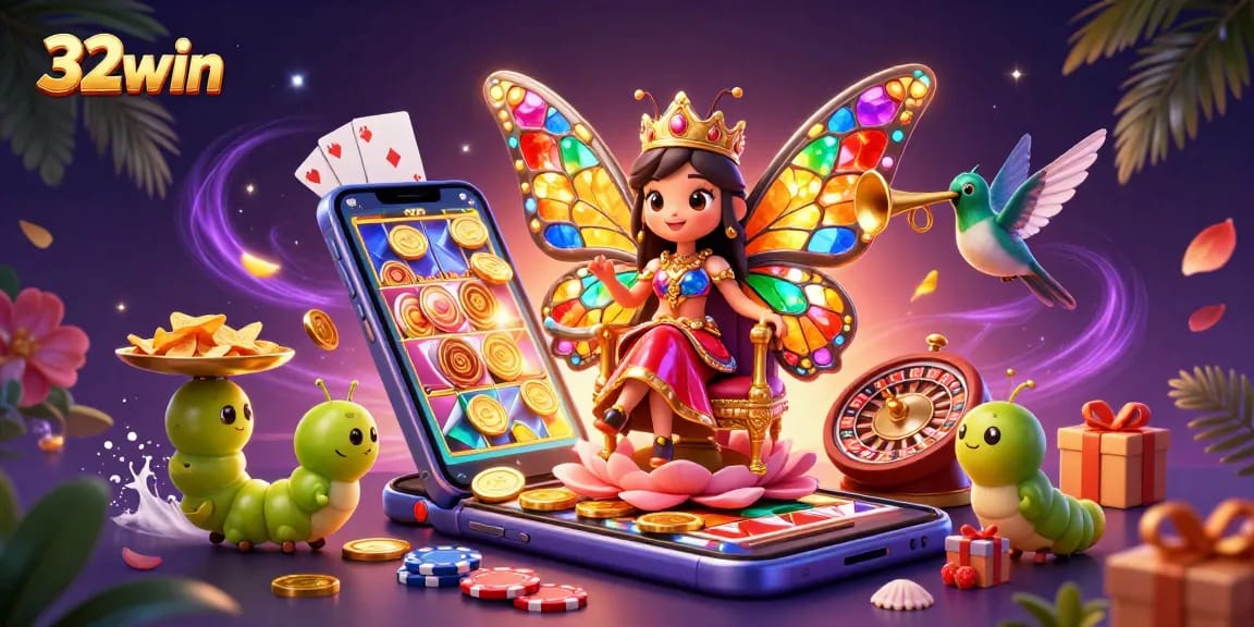 Spin the reels at 32win for thrilling jackpots with vibrant casino elements in a magical setting.