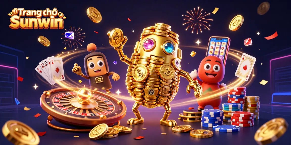 Engage with Trang chủ Sunwin's thrilling casino world, featuring golden golem and vibrant gaming elements.