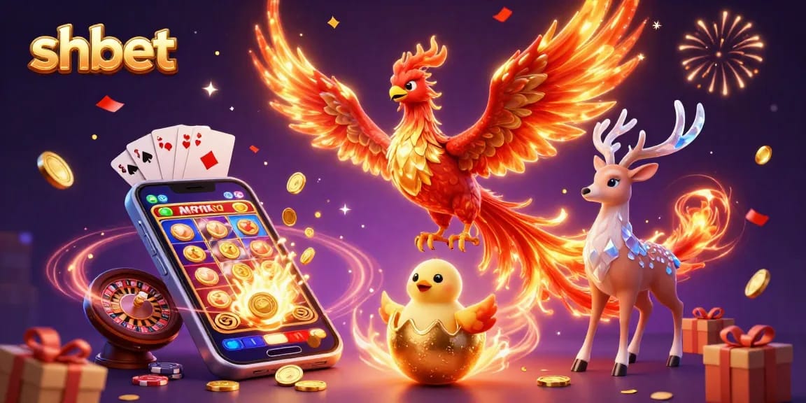 Experience shbet's magical casino world with phoenix and vibrant casino elements.