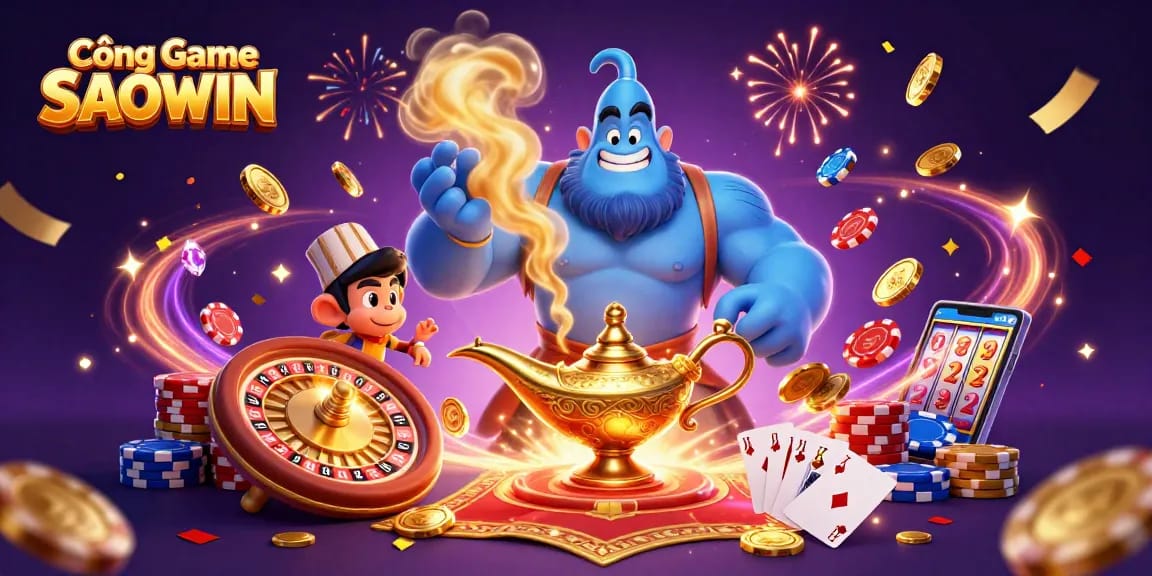 Engage in winning strategies at Cổng Game SAOWIN with dynamic casino action and colorful illustrations.