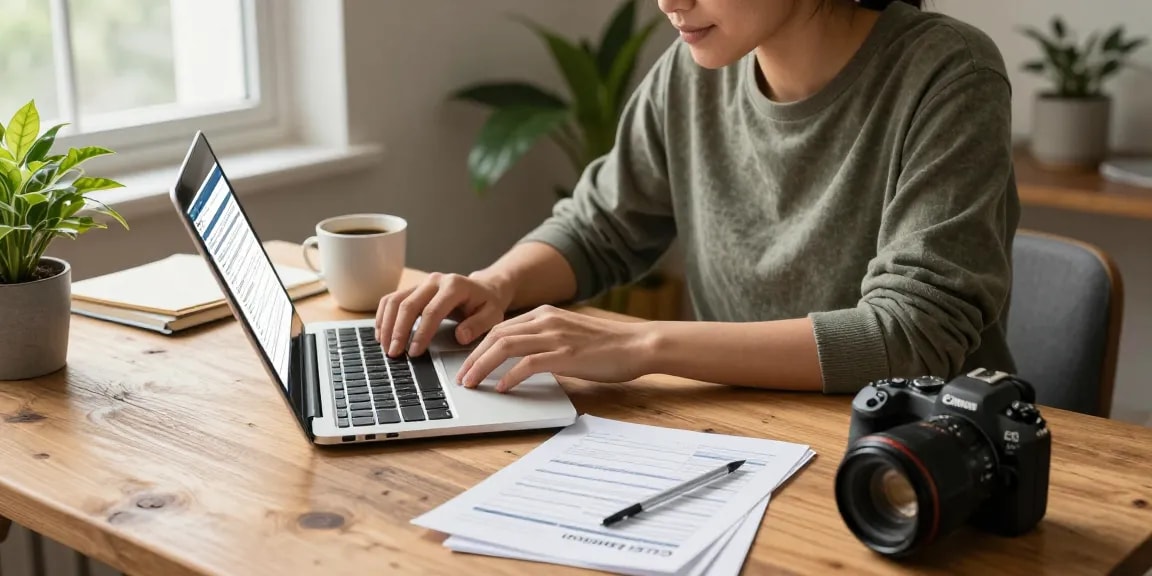 Exploring RadCred's $200 loan option in a warm home office setting.