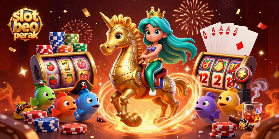 Slot bet 200 perak menampilkan ilustrasi putri duyung dan mesin slot, menjanjikan pengalaman yang menggembirakan.