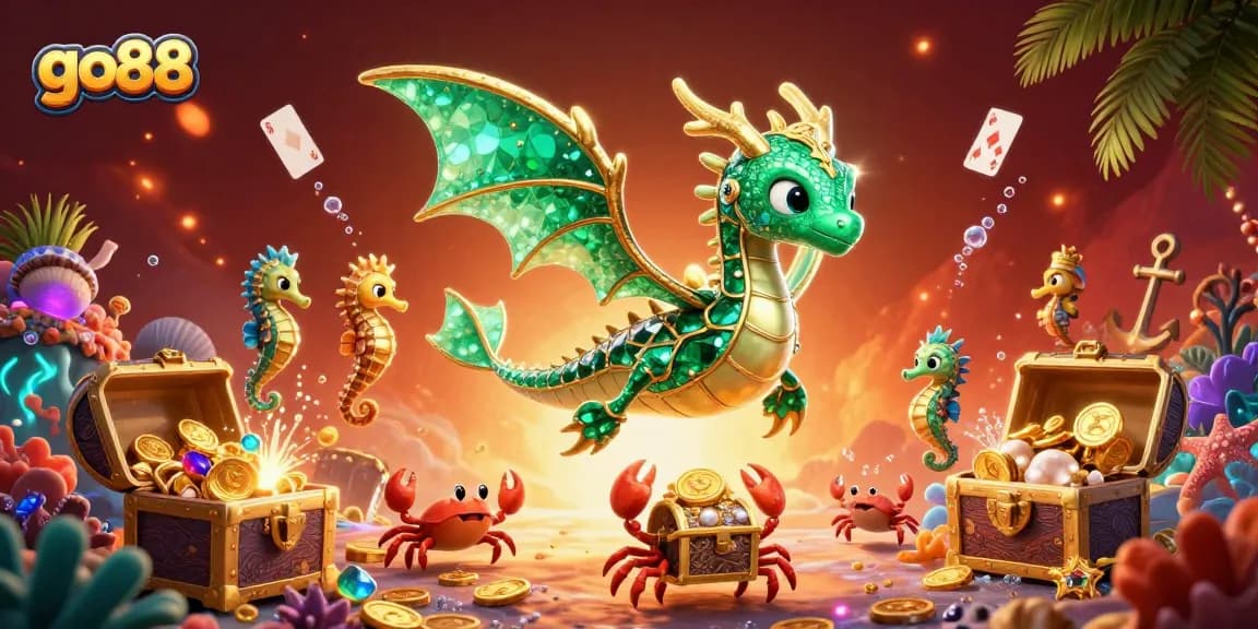 Engage in thrilling gaming with go88's vibrant underwater fantasy and treasure chase scene.