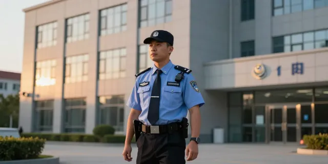 Security Guard professionally securing a corporate office, ensuring local business safety.