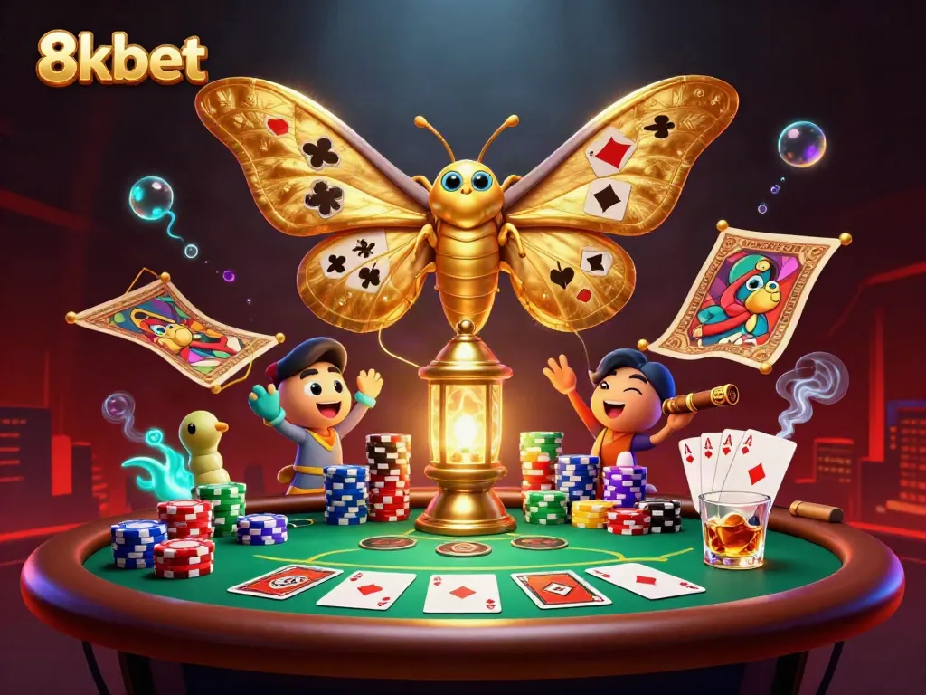 Experience thrilling betting with 8kbet at a vibrant casino scene, showcasing strategic gameplay.