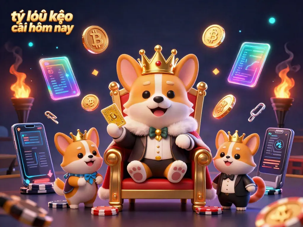 Engage with the thrilling atmosphere of tỷ lệ kèo nhà cái hôm nay featuring a royal corgi and futuristic casino elements.