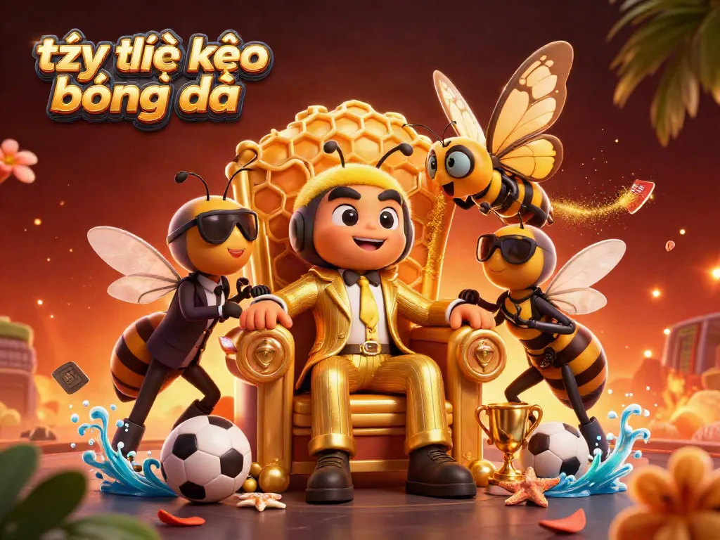 Capture the excitement of tỷ lệ kèo bóng đá with a vibrant 3D sports betting illustration packed with action elements.