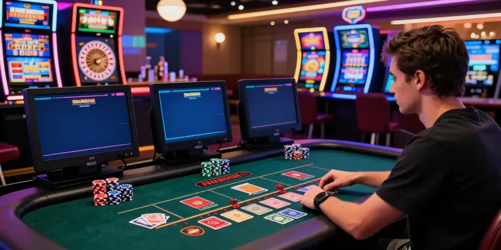 Engaging online casino experience not on Gamstop with vibrant gaming table and winning atmosphere.