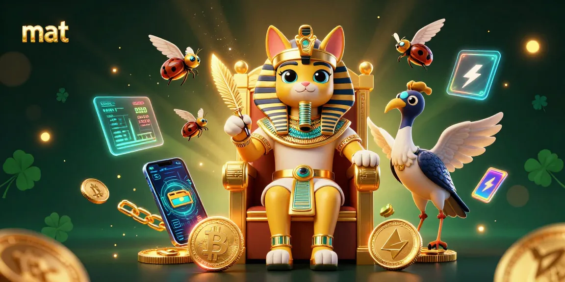 Experience thrilling gambling vibes with mat in an engaging 3D casino scene featuring a pharaoh cat.