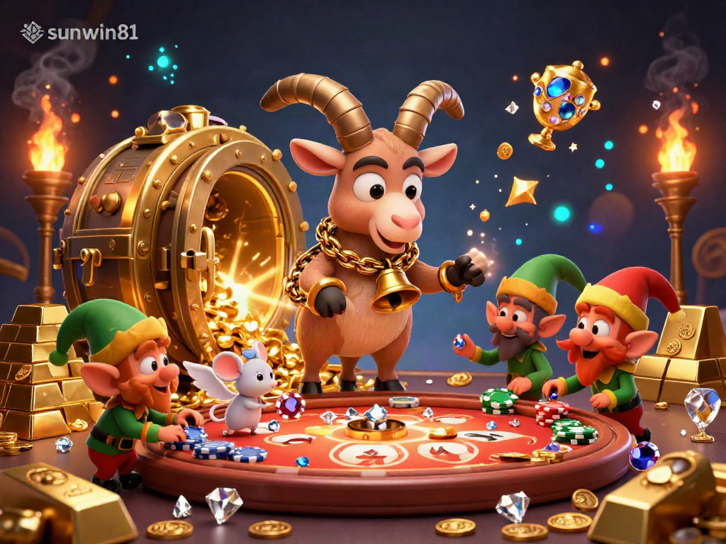 Engage in the festive chaos of sunwin81's unique holiday casino experience with Krampus and whimsical characters.