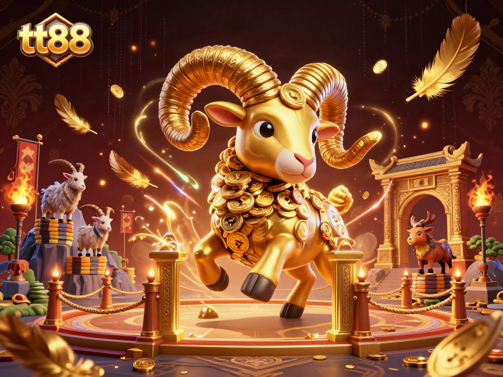 Engage with tt88's thrilling casino action featuring dynamic golden ram and gold elements.