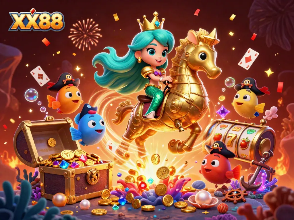 Experience the excitement of XX88 gaming with vibrant underwater adventure featuring a mermaid princess.