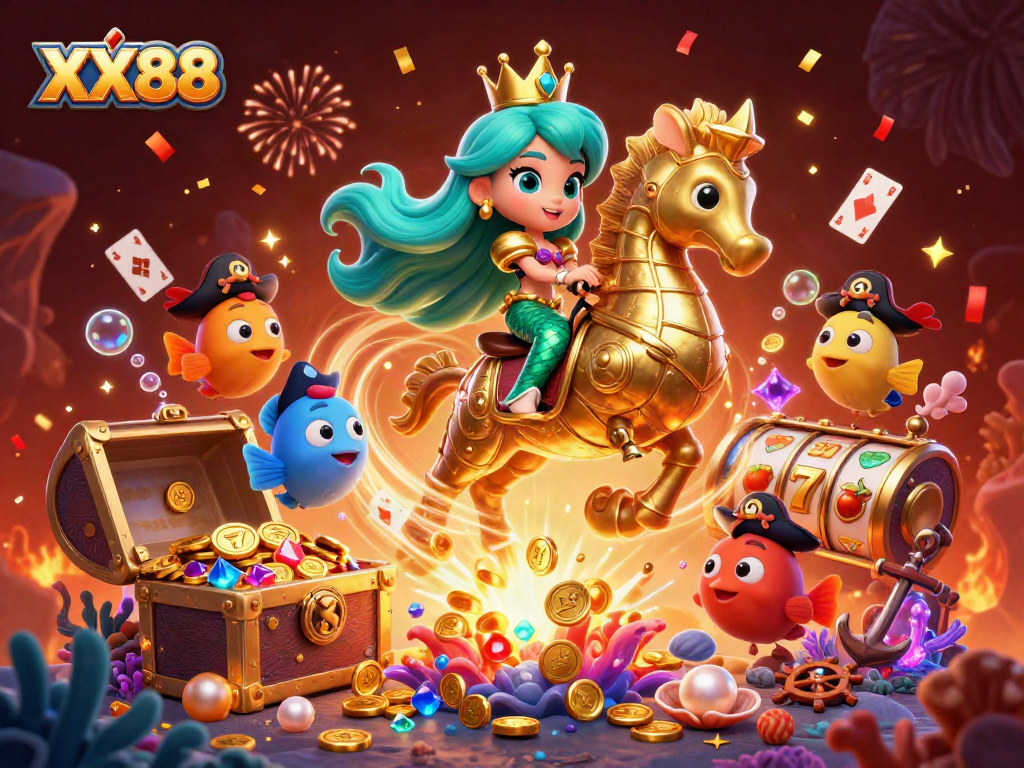 Experience the excitement of XX88 gaming with vibrant underwater adventure featuring a mermaid princess.