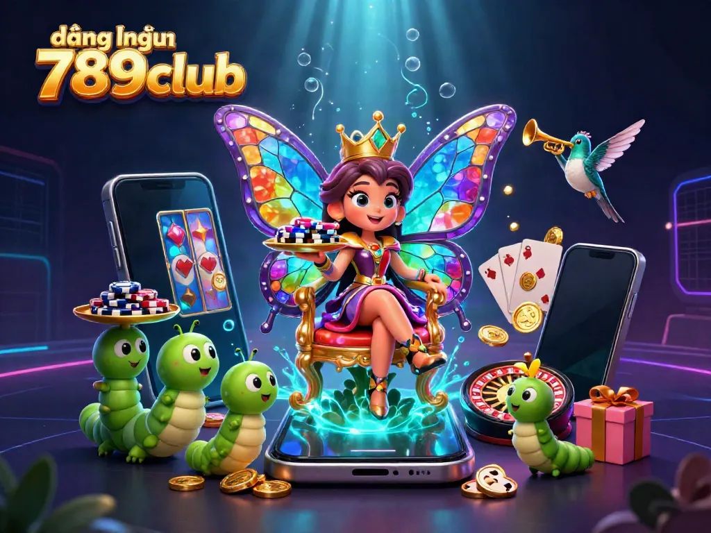 Experience the fun of đăng nhập 789club with a vibrant 3D casino scene featuring colorful slots and playful characters.