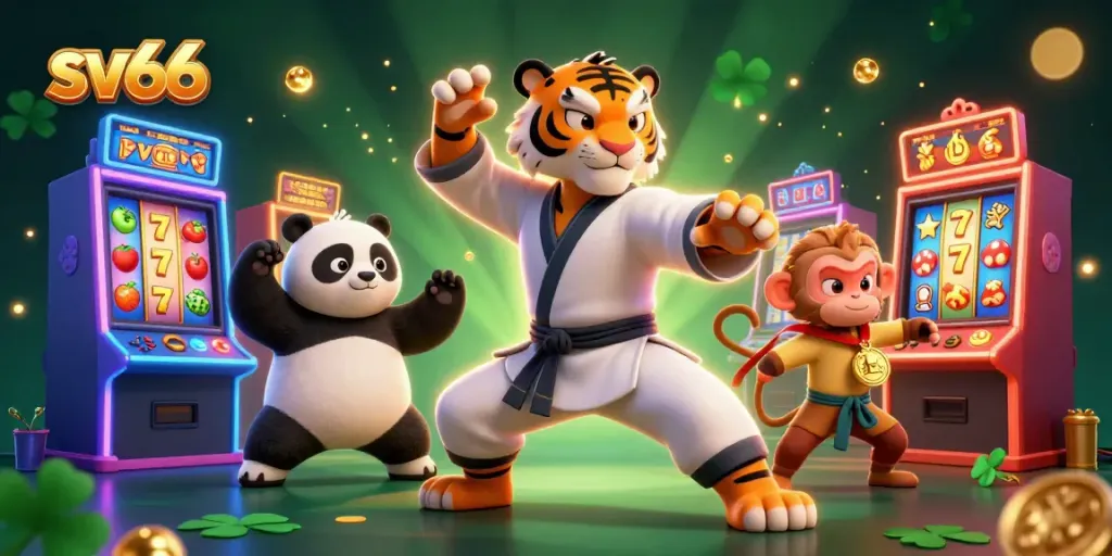 Join the exciting action of sv66 slots with kung fu characters amid jackpot symbols!