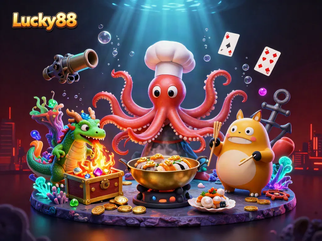 Experience thrilling gameplay at Lucky88 with vibrant 3D characters and exciting casino elements.