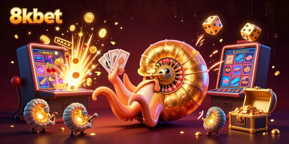 Experience thrilling wins at 8xbet with our exciting 3D casino illustration featuring games and vibrant elements.